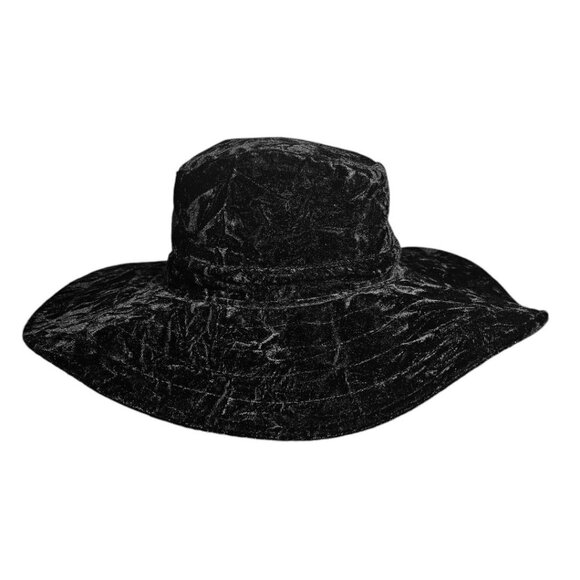 Killstar Accessories - Killstar Black Witch Brim Velvet Hat OS